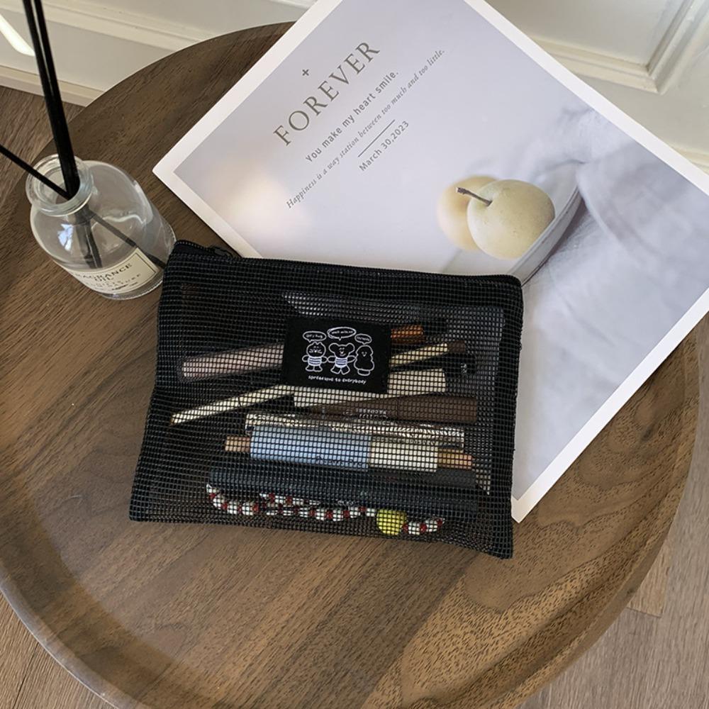 

Портативный сетчатый косметический мешочек Видимость Мешочек на молнии Удобные дорожные карманы для туалетных принадлежностей Губная помада Rectangular Makeup Bag