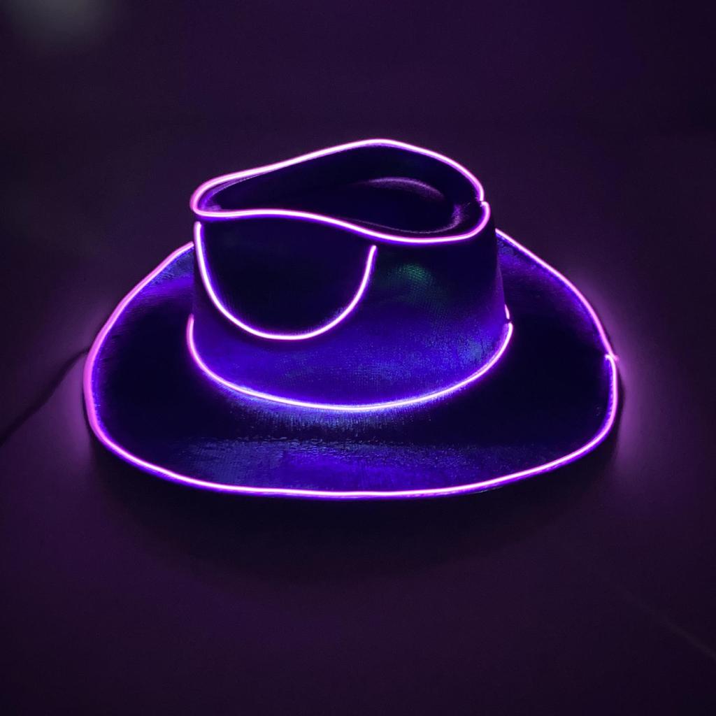 Iridescent LED Light-Up Cowboy Hat for Cosplay & Halloween