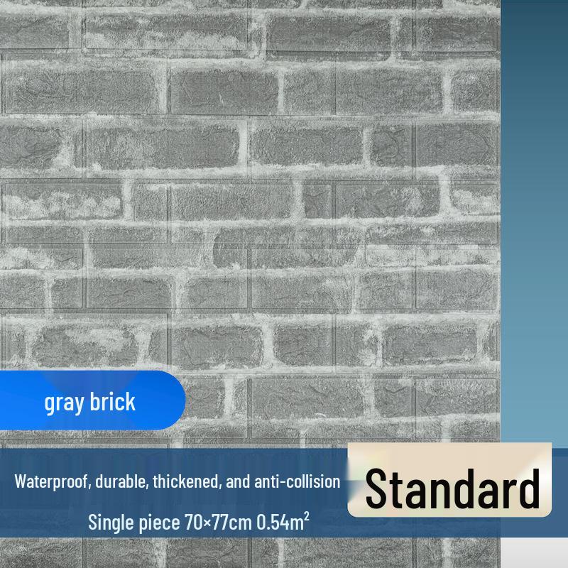 3D Brick Pattern Self-Adhesive Wallpaper: Waterproof, Moisture-Proof Decorative Sticker for Commercial & Antique Restaurant Wainscoting.