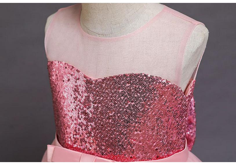 Girls' Summer Sequined Embroidered Mesh Princess Tutu Dress