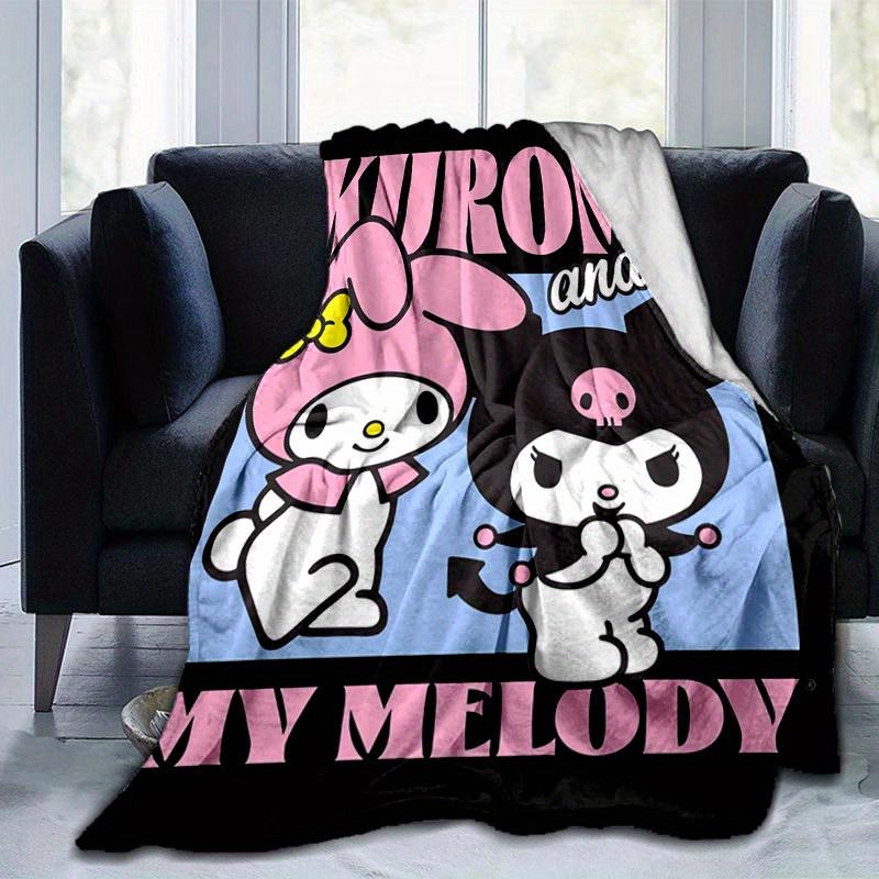 1pc Sanrio Kuromi and My Melody Home Decor: Cozy Flannel Blanket for Bedroom, Living Room, Travel, Camping, Car, Beach, Office Naps, Perfect Gift for