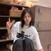 White cotton short-sleeved t-shirt women's new summer American high street loose large size fat mm half-sleeved top ins