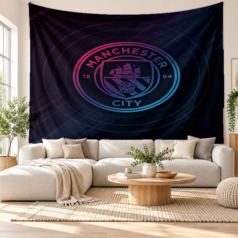 Arazzo da Parete Manchester City, Tessuto Morbido da Appendere, Sfondo Decorativo per Camera da Letto, Arte da Parete per la Casa