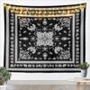 Black & White Crown Tapestry, Ornate Baroque Floral Pattern Print, Wall Hanging for Luxury & Vintage Aesthetic Home Decor