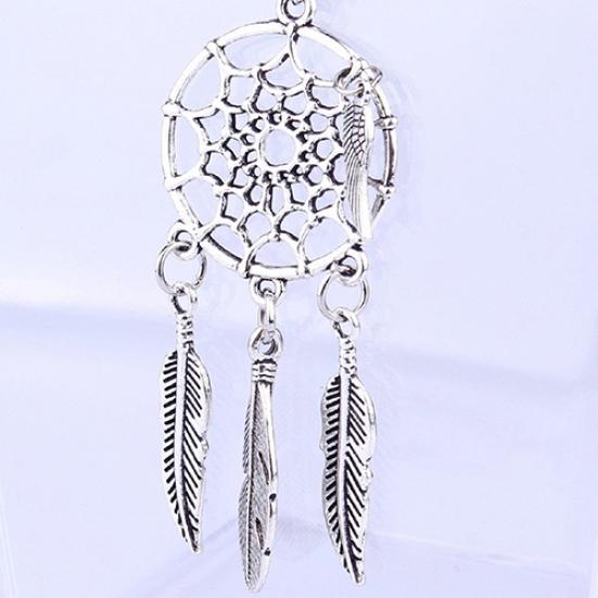 Women's Ethnic Style Retro Dream Catcher Feather Pendant Sweater Chain Necklace