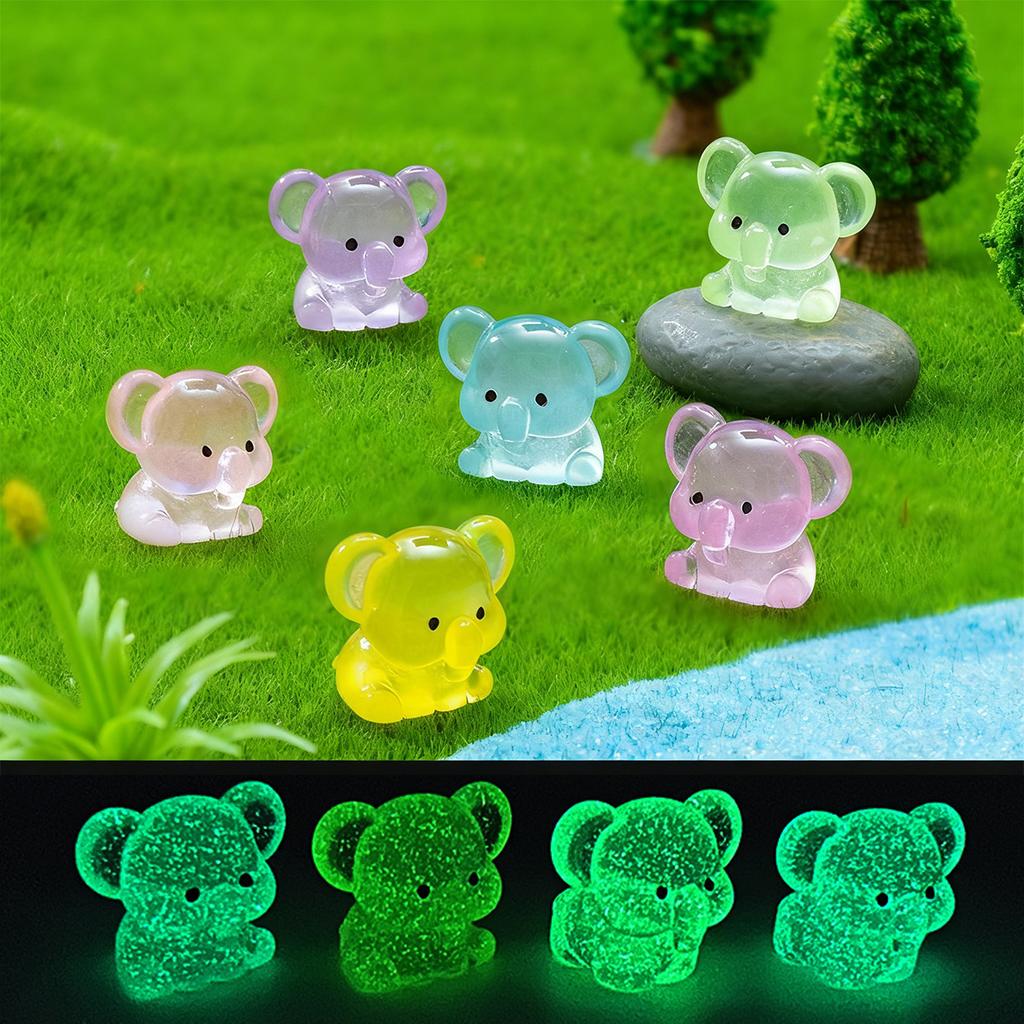 10/20Pcsmini Resin Cute Glowing Elephants Animals Home Decor For Diy Fairy Garden Micro Landscape