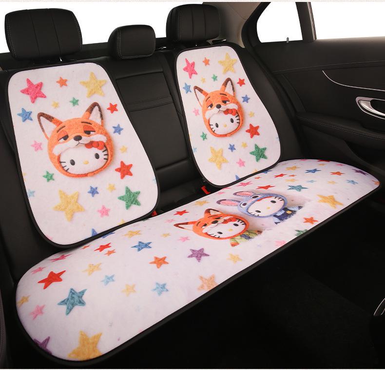 Cartoon Kitten Car Seat Cushion for All Seasons - Fits Volkswagen ID3, Lavida, Sagitar, Tiguan L, Tayron