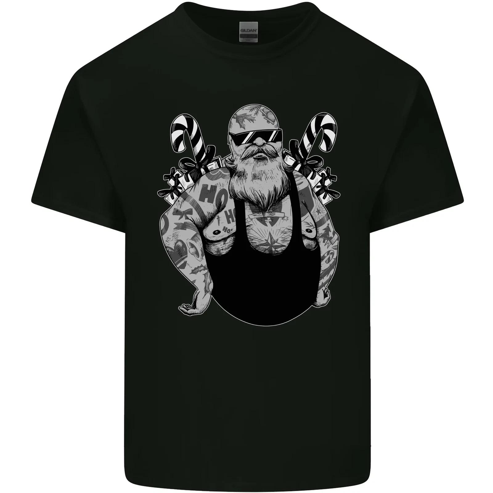 Tattoo Santa Funny Christmas Biker Motorbike Kids T-Shirt Childrens 2XL
