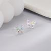 New Fashion Creative Colorful Diamond Butterfly 925 Sterling Silver Jewelry Sweet Girly Asymmetric Earrings TYB626