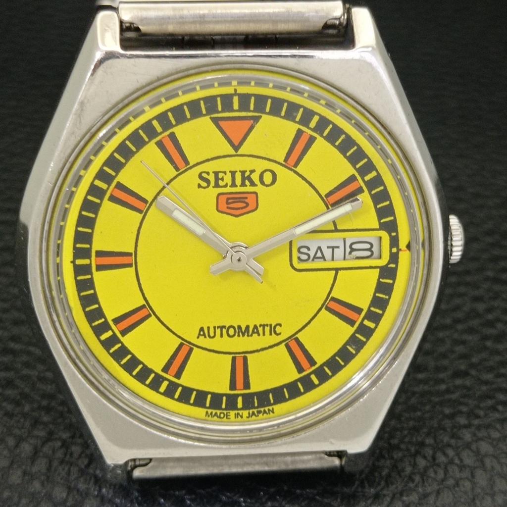 GENUINE VINTAGE SEIKO 5 AUTOMATIC JAPAN 6309A MENS YELLOW DIAL WATCH A702706-1