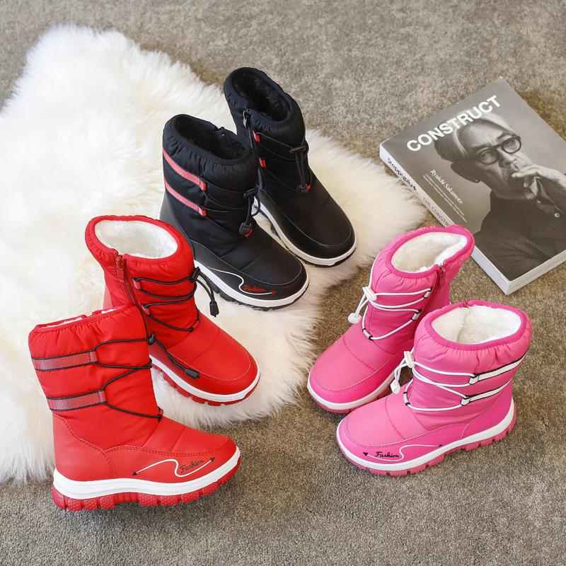 Winter Platform Girls Boots Fashion Casual Nonslip Outdoor Activity Shoes Children Plus Velvet Warm Waterproof Snow Boots