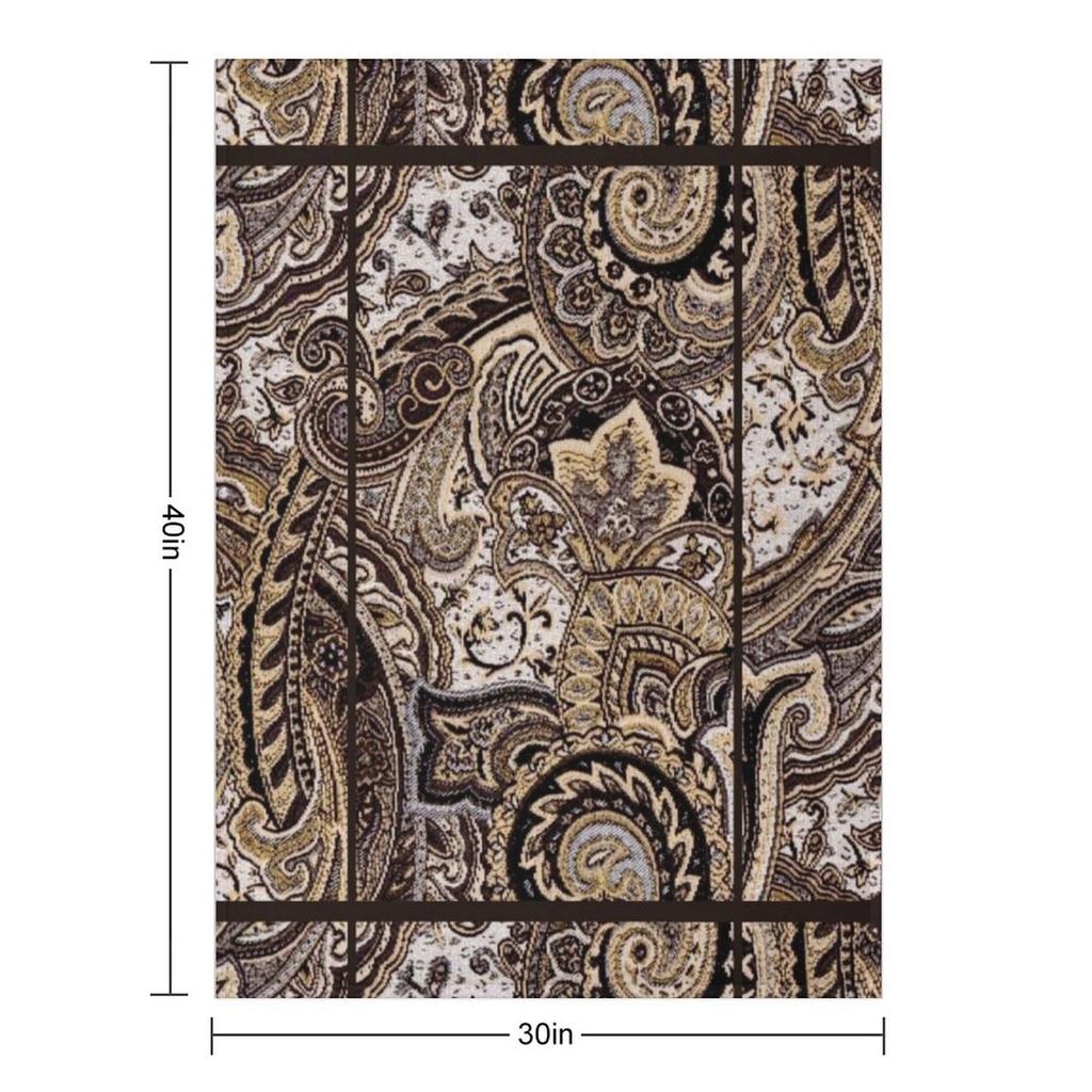 Paisley Tan Brown White Black Abstract Textures Fabric Print Throw Blanket Bed Fashionable Beautifuls Luxury Blankets