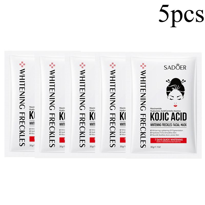 5pcs SADOER Kojic Acid Face Mask Moisturizing Brightening Hydrating Facial Masks Face Sheet Masks Beauty Face Skin Care Products