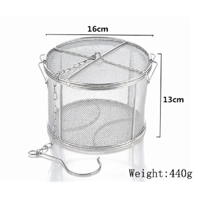 Big Stainless Steel Fine Mesh Strainer Gravy Soup Taste Spice Box Basket Brine Hot Pot Slag Separation Colander Strainers Basket