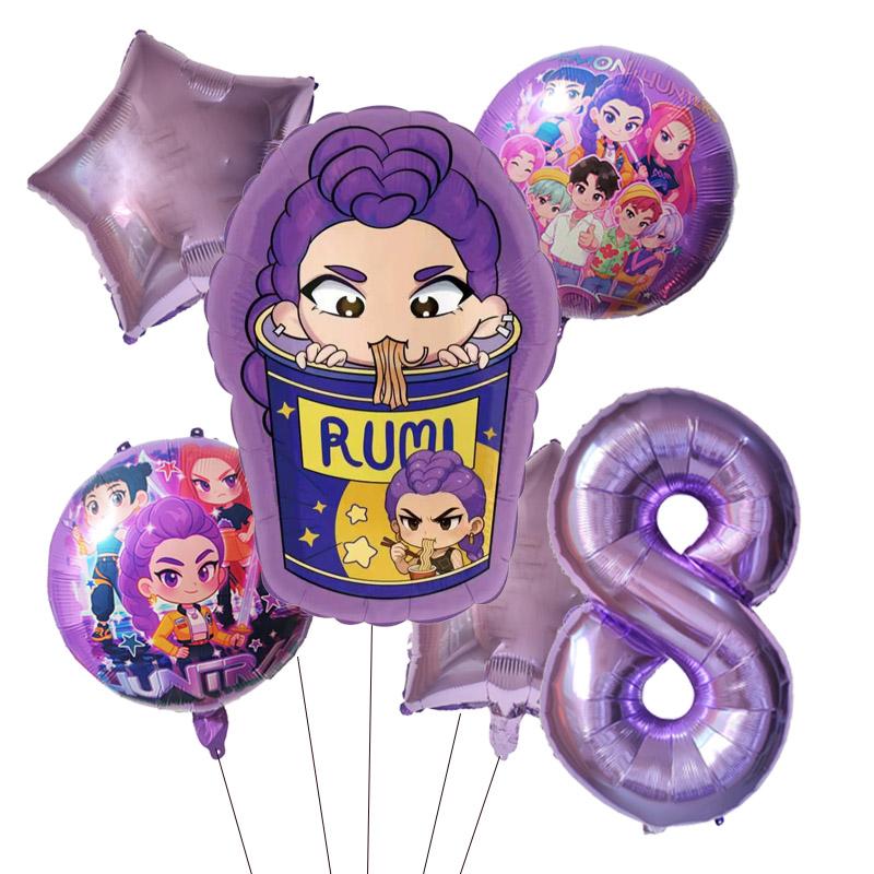 Kpop Demon Hunters Children's Birthday Party Decoration Ball Number Digit 1-9 Balloon Set Baby Shower Party Supplies Gift Toy