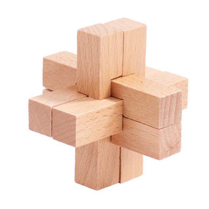 Wooden Luban Puzzle for Adults Kids Unlock Interlock Games Fun Challenge IQ Logic Training Brain Teaser Educational Toys
