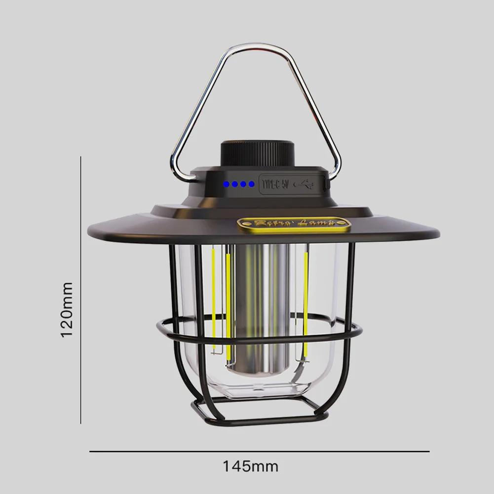 LED Camping Lamp Retro Hanging Tent Lamp Waterproof Dimmable Camping Lights 4500mAh Battery Emergency Light Lantern for Outdoor