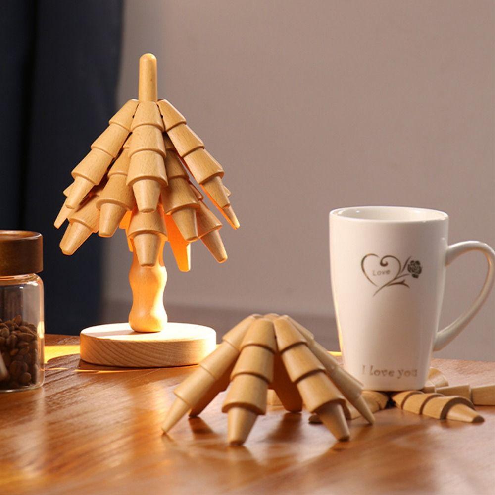 

Wood Wooden Tree Coasters Creative Insulation Mat Pot Holders Heat Resistant Mat Teapot