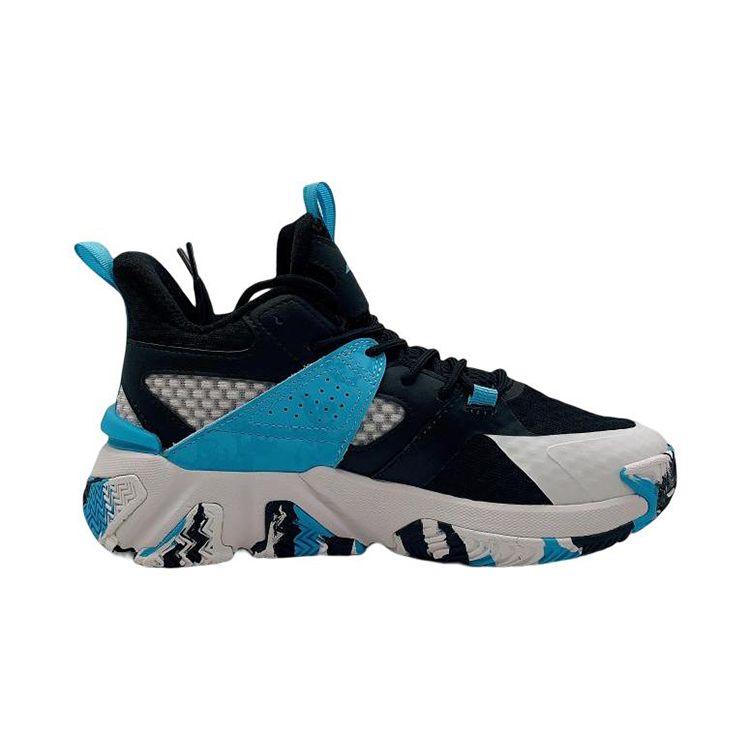 Anta Shock Absorbing Non-Slip Durable Mid-Top Basketball Shoes Kids Sneakers Black Gray Blue 312311115-1
