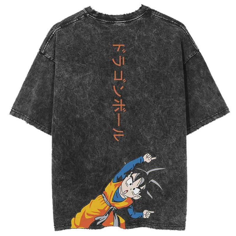 Hip Hop Streetwear Pánské Prané Tričko Dragon Ball Anime Grafické Nadměrné Tričko Léto Krátký Rukáv Bavlněné Tričko Vintage Top