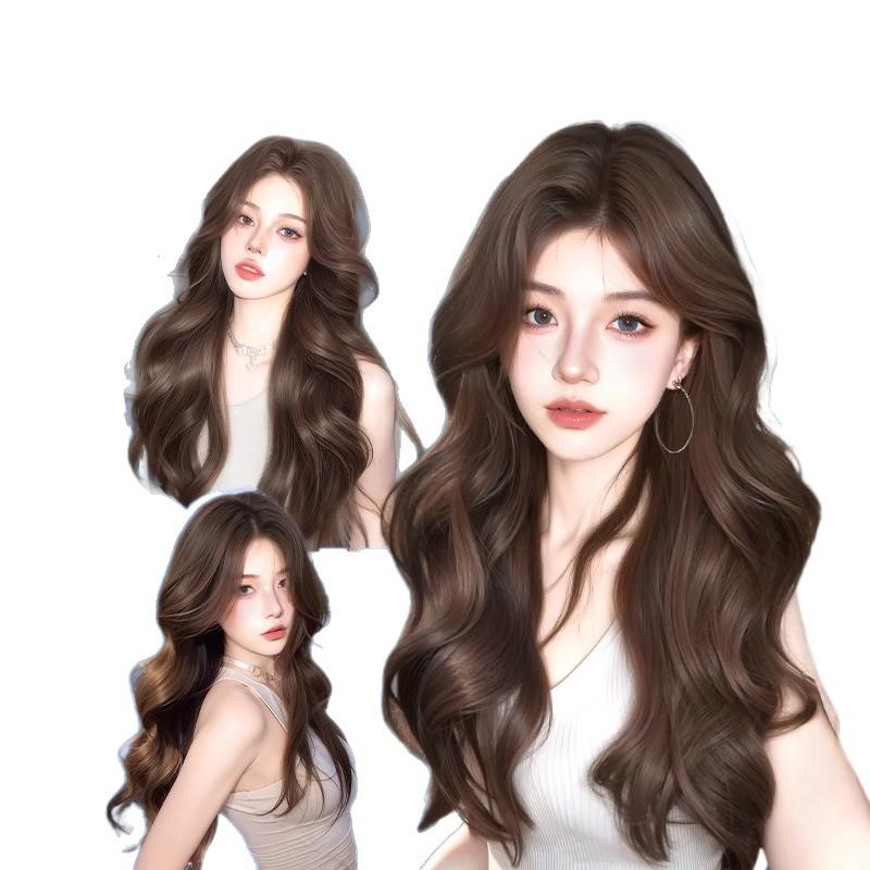 Natural-Look Long Curly Full Wig with Large Waves - Invisible Seamless Cap for Fluffy, Voluminous Coverage