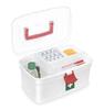 PYU Plastic Portable Double Layer Medical Storage Aid Kit Box with Family Emergency Kit Storage Box with Clear Cover with Detachable Tray and Lid