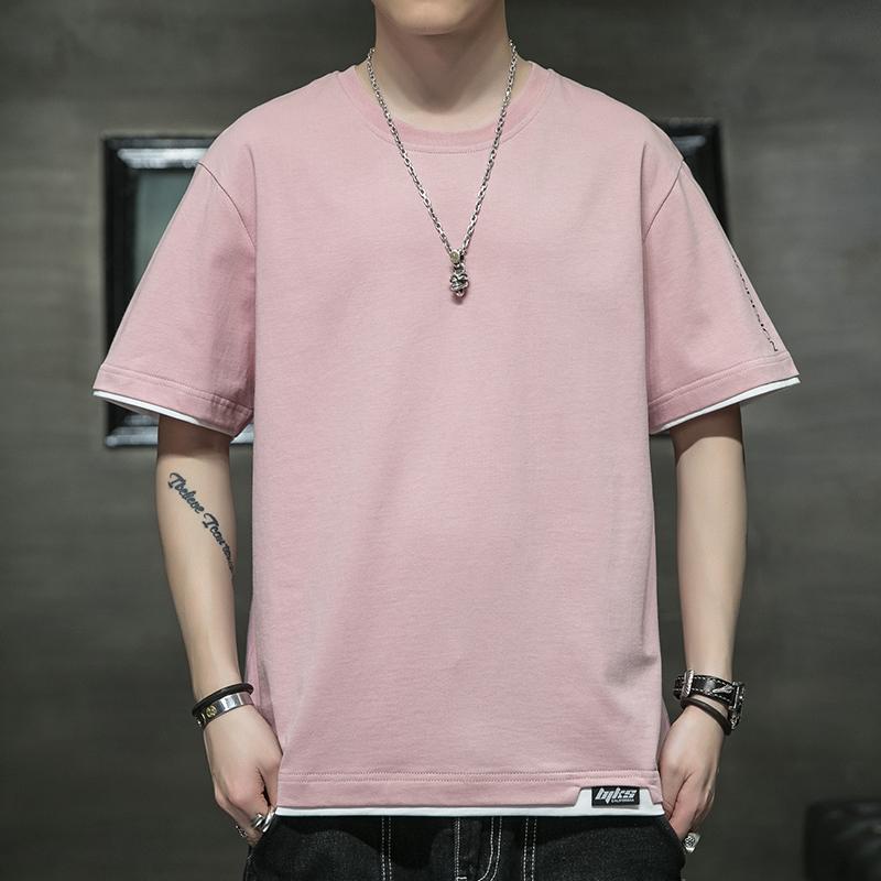 Solid Color  Cotton Men T Shirt Hip-Hop Cotton T-shirt O-neck Summer Male Causal Tshirts Fashion Loose Tees