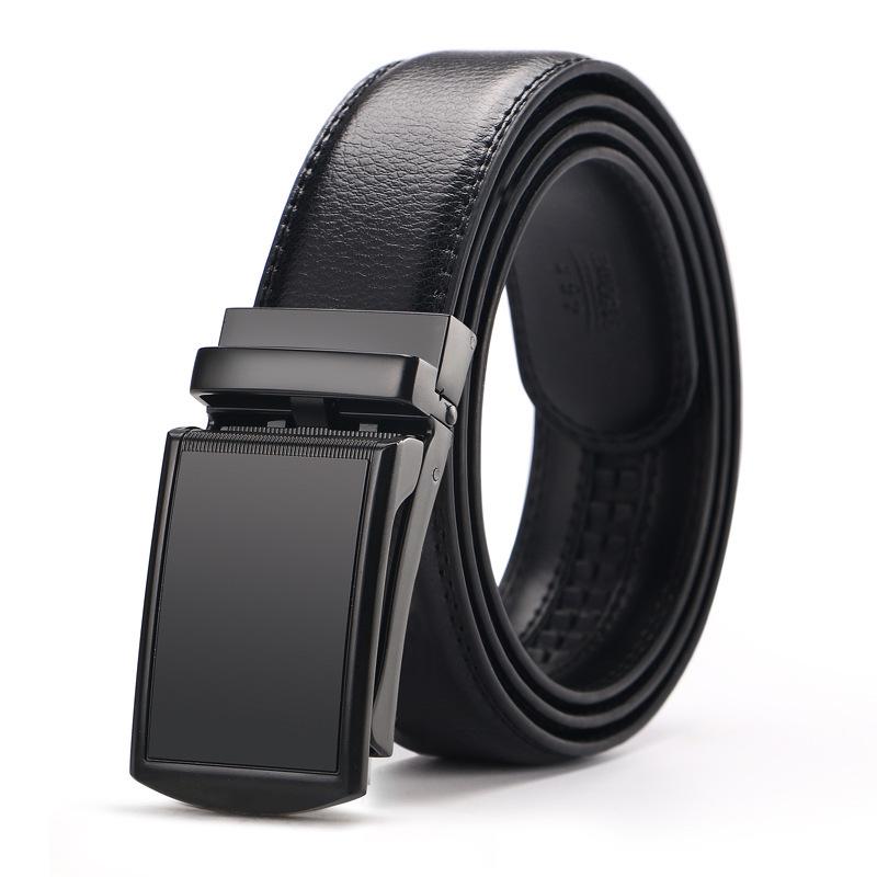 Men's Casual Anti-Pull 3.5 Automatic Buckle Two-Layer Cowhide Belt