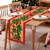 1pc Green Red Christmas Table Runner Colored Ball Pine Printed Dustproof Waterproof Tablecloth for Home Dinning Table Decoration