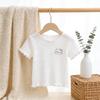 Kids' Cute Cartoon Embroidered T-Shirt - Ice Silk, Short Sleeve, Ruffle Design for Summer