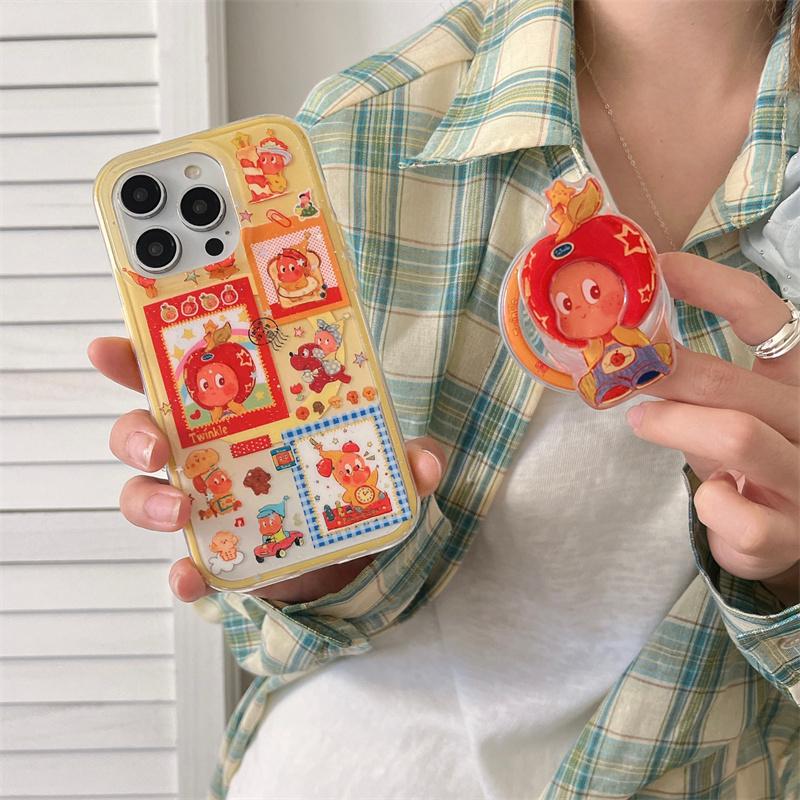 Kawaii Cartoon Magnetic Phone Case For iPhone 16 Pro 15 14 13 Pro Max Shockproof Cover with Magsafe Stand Holder Hard Cases Capa