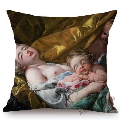 French Royal Painting Francois Boucher Ancient Greek Myth Venus Cupid Angels Floral Retro Decor Throw Pillow Case Cushion Cover