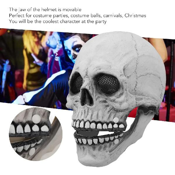 

ZJchao Латексная маска черепа на всю голову, Маска говорящего скелета с подвижной челюстью, Профессиональные маски для косплея на Хэллоуин, дом с привидениями, Регулируемый костюм ужасов
