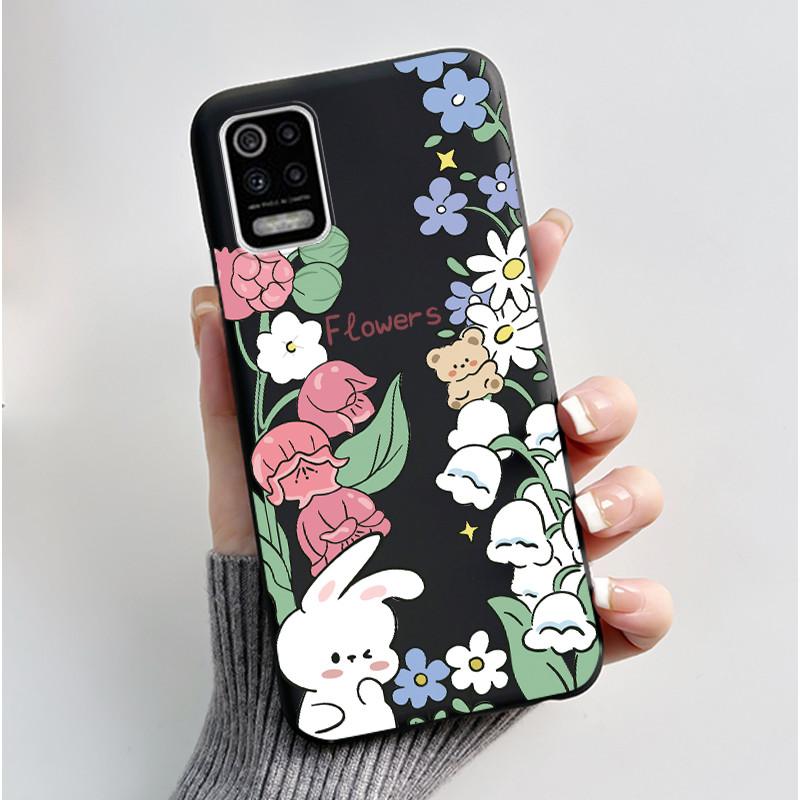Case For LG K52 Q52 K62 Phone Case Luxury Cute Love Rabbit Funny Ultra Thin Slim Soft Black TPU Silicone Protective Back Cover
