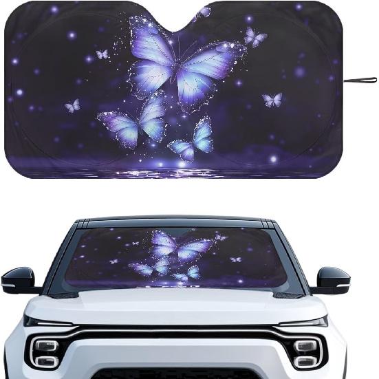 

Pensura Sun Shades for Window Blocks Sun Windshield Sun Shade Funny German Shepherd Family Driving Foldable Sunshade for Car Windshield Universal Fit Purple Galaxy Butterfly