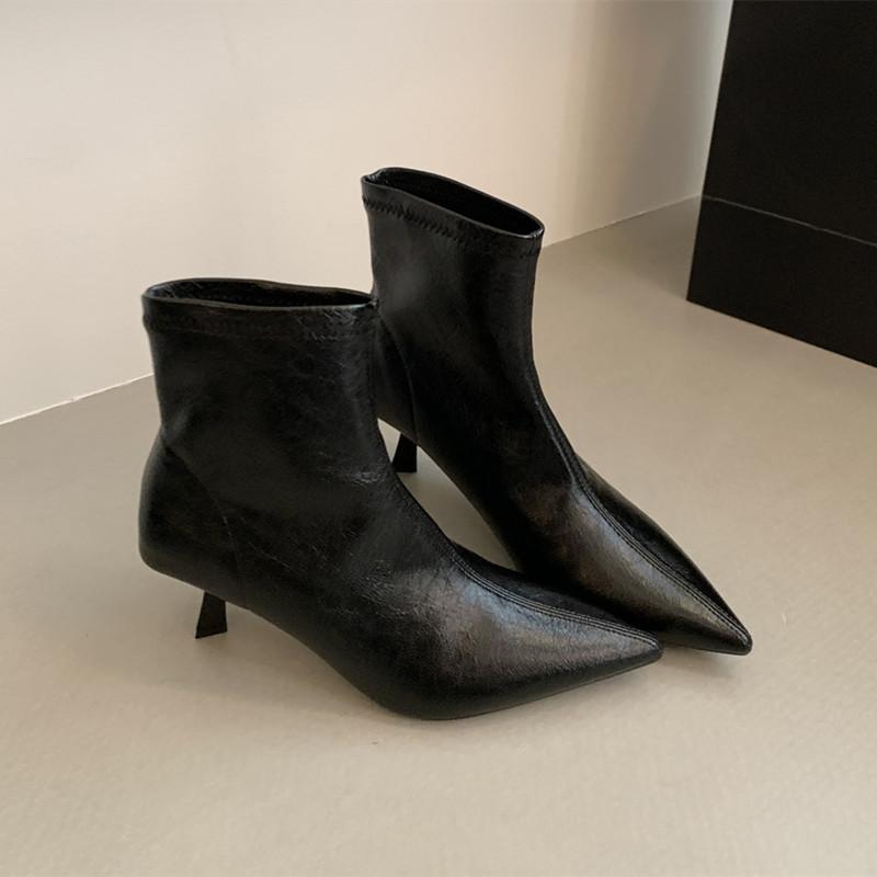 

Мода Bailamos Новый Бренд Женские Короткие Ботинки Дамские Элегантные Ботильоны Обувь Тонкий Средний Каблук Уличные Платье Туфли-Лодочки Mujer 35