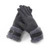 Plush Cuff Metal Buckle Suede Gloves Solid Color Thickened Warm Gloves Women's Stylish Versatile Cold-proof Gloves