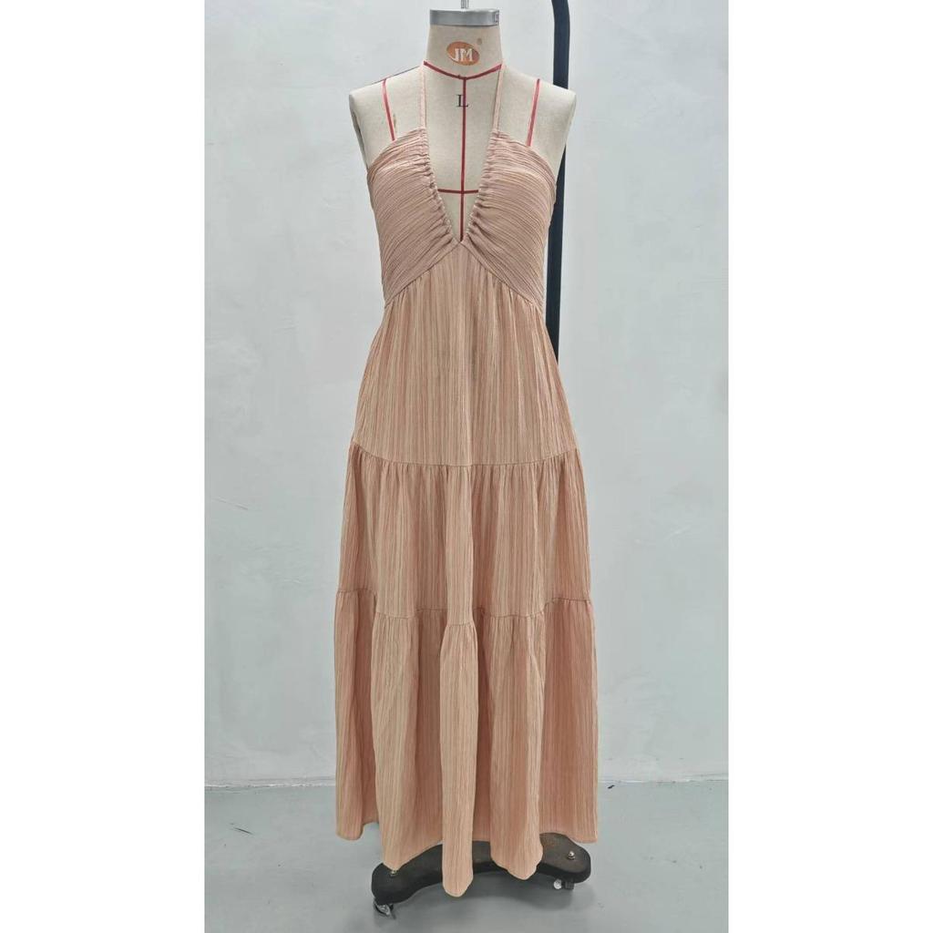 Halter Tie Neck Dress for Women European American Style Cross-border Summer Casual Dress
