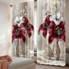 2Pcs Stylish White And Red Floral Printed Curtains Elegant Curtains Suitable For Bedroom Kitchen Dining Room Living Room Study