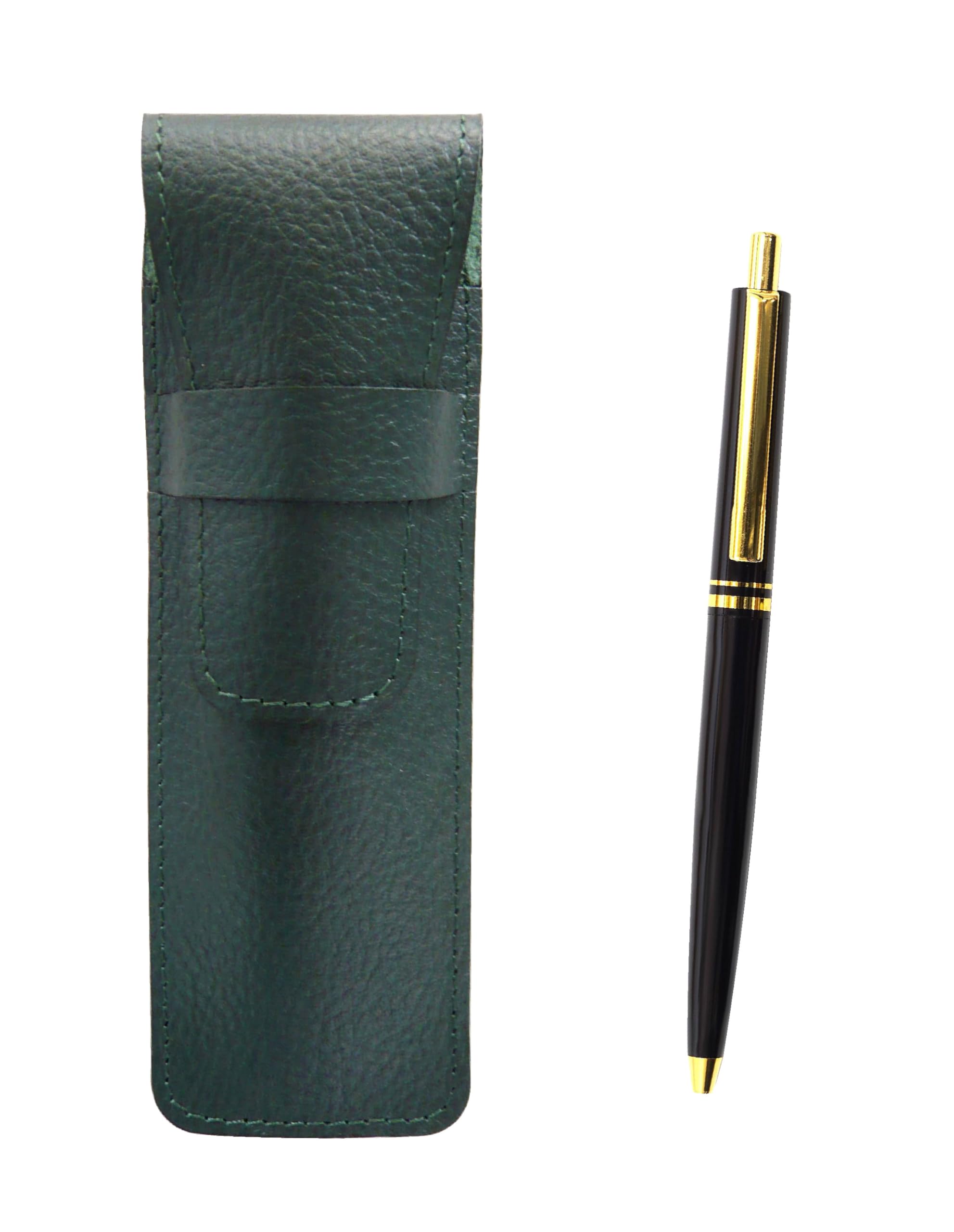 

Moss green grained leather pen case with a black metal clip ballpoint pen set from the (AP300) (SASMG-AP300B-B) 1960s. чёрный
