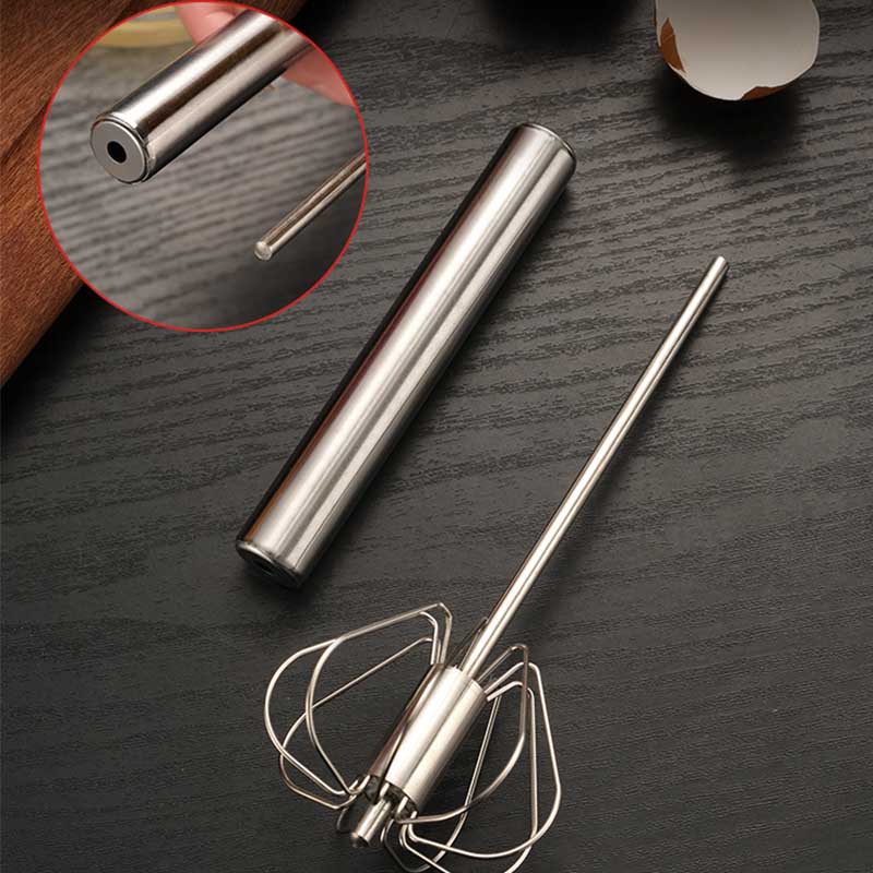 

Kitchen Accessories Tools Semi-automatic Stainless Steel Cream Utensils Whisk Manual Mixer Egg Beater Hand Pressure Self Turning 28.2*6.7cm