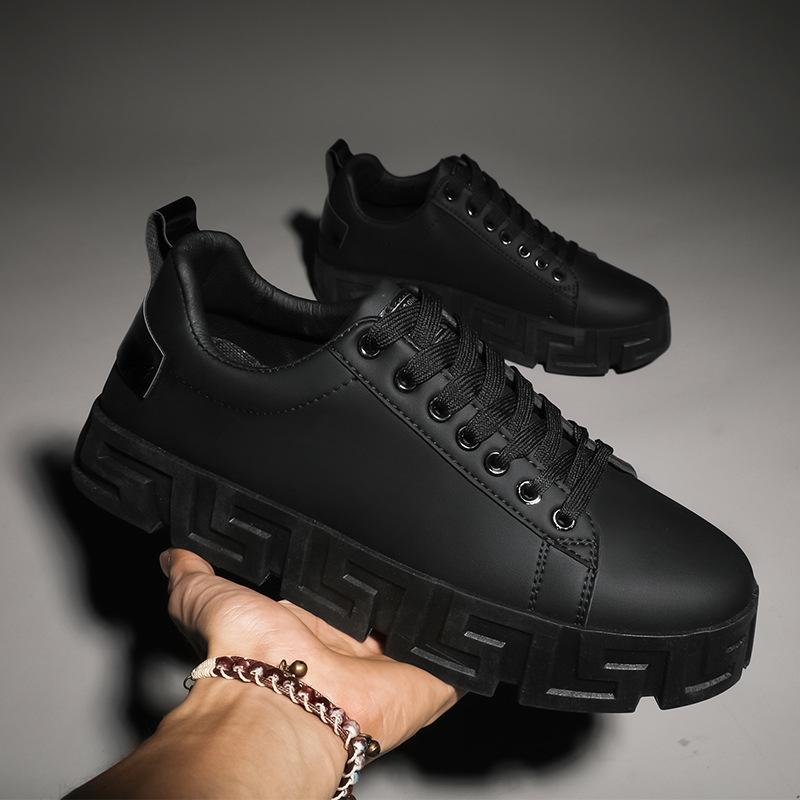 

Board shoes men s low-top new thick-soled heightening white shoes men, Korean version of fashion trend foreign trade explosion casual shoes men 44 чёрный