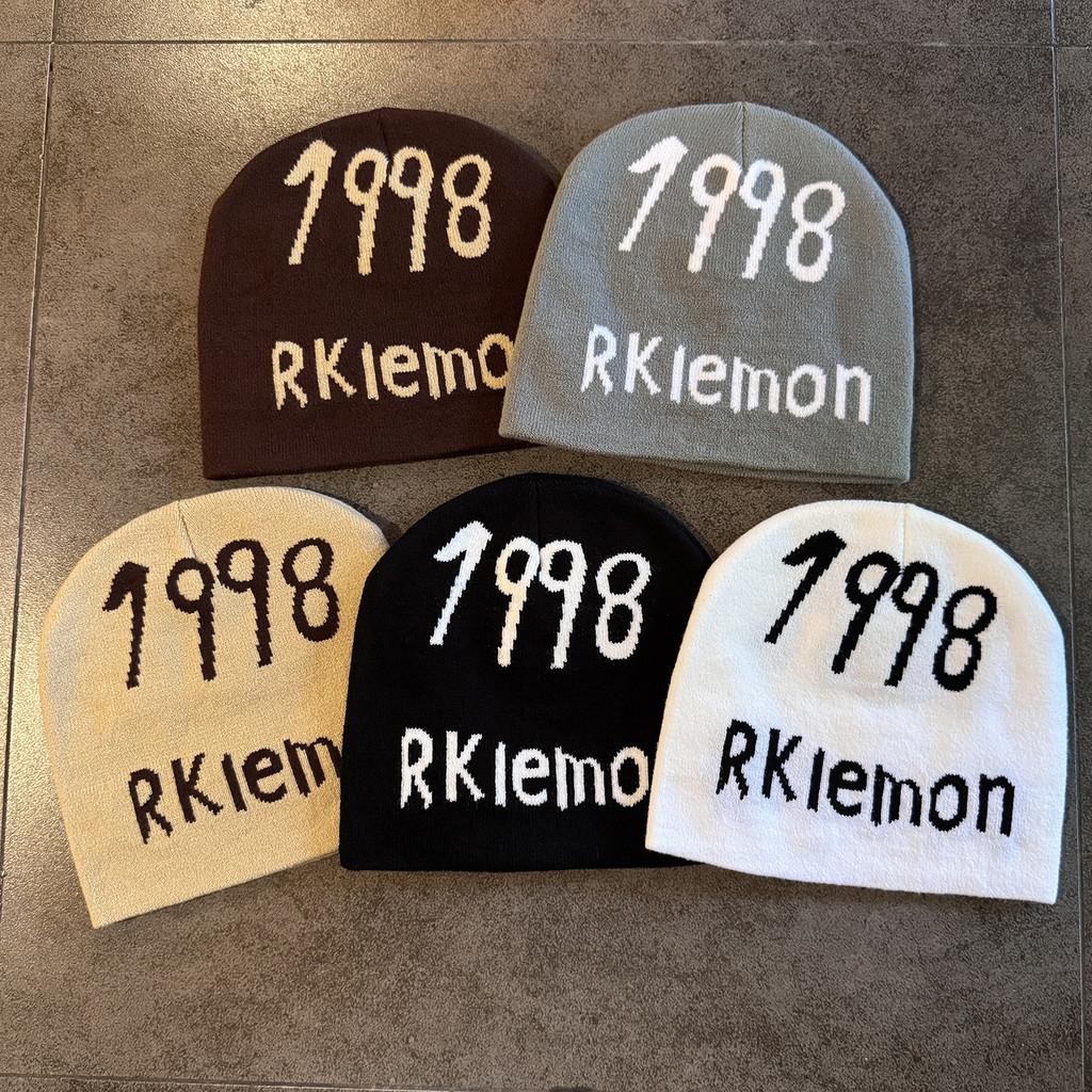 Autumn Winter Knitted Hat With 1998 Rkiemo Letter Pattern For Streetwear And Warmth