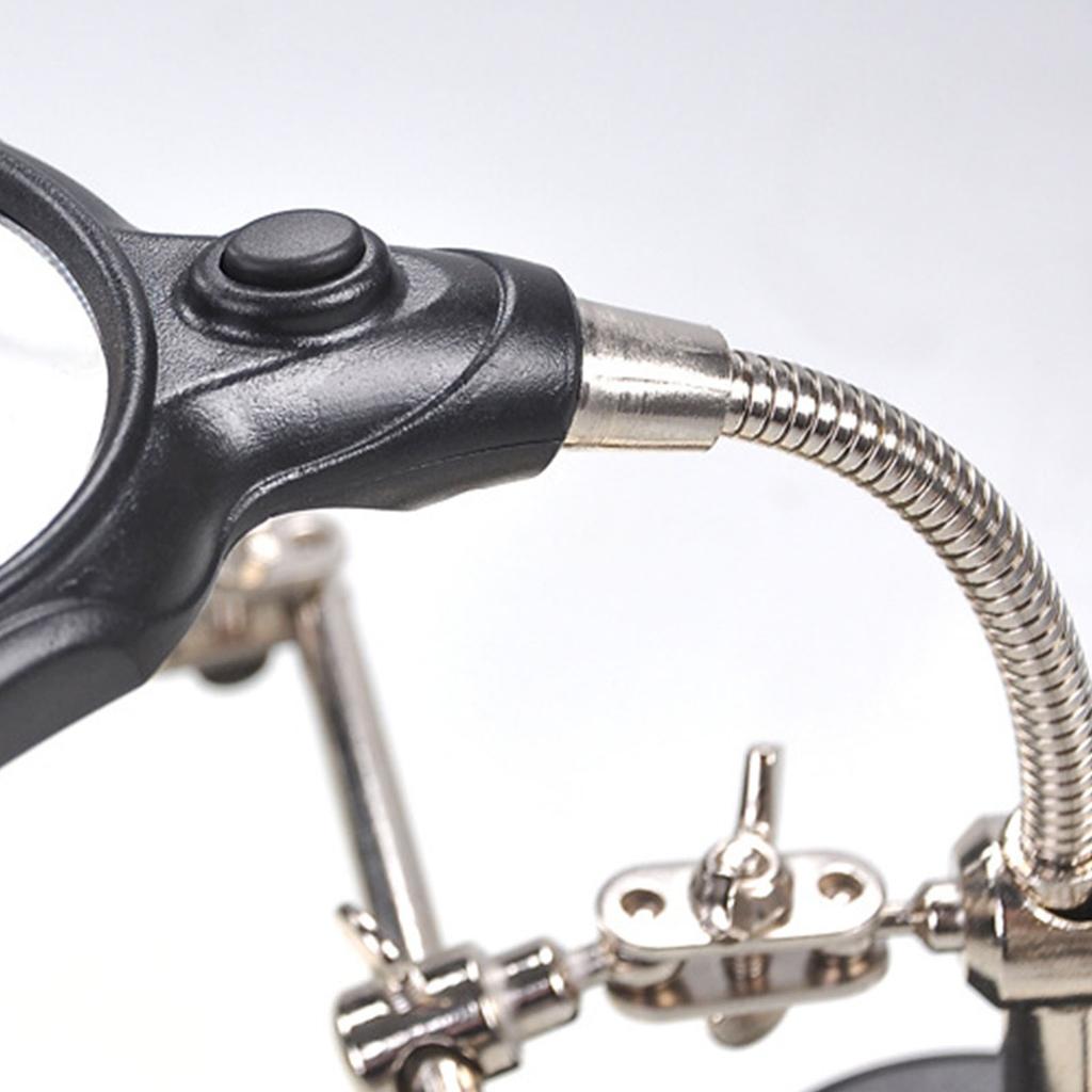 Magnifying Glass Soldering Station LED Lamp Magnifier with Auxiliary Clips for Hardware Repair