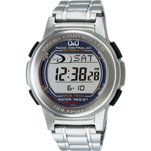 

Citizen Q&Q Watch Digital Radio Solar Waterproof Date Metal Band MHS5-200 Men s Silver
