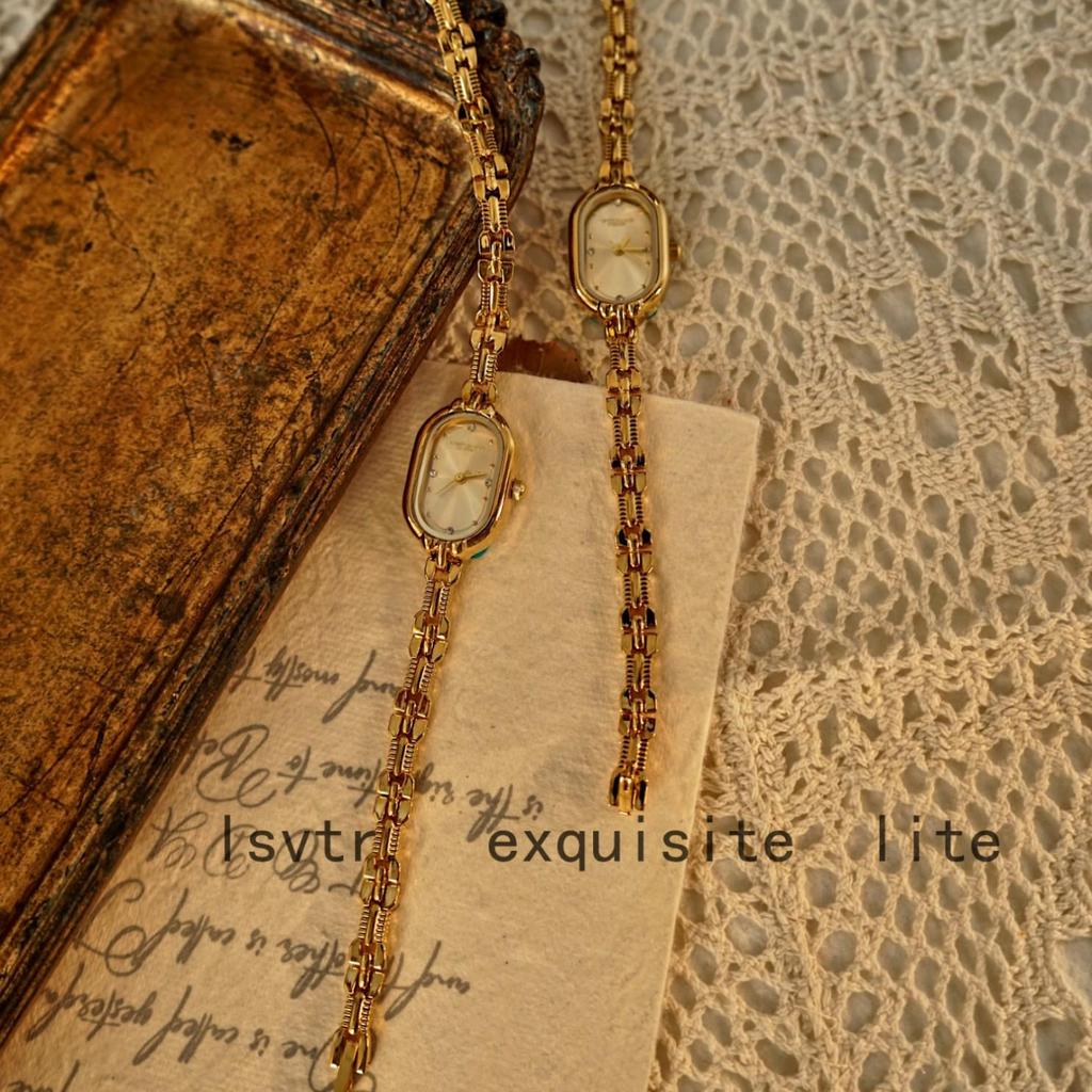 LSVTR Vintage Leichter Luxus Gold Armbanduhr für Damen