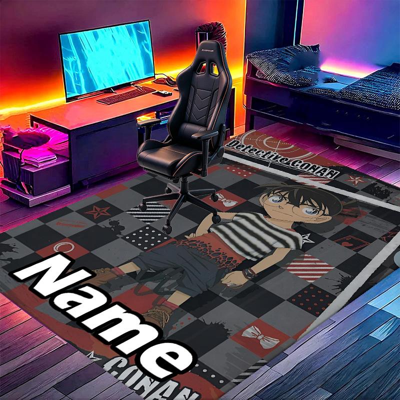 Benutzerdefinierter Name Personalisierter Detective Conan Druck Teppich, Vielseitiger Heimdekor Teppich, für Spielzimmer, Wohnung, Balkon, Eingangsbereich, Flur Geschenk
