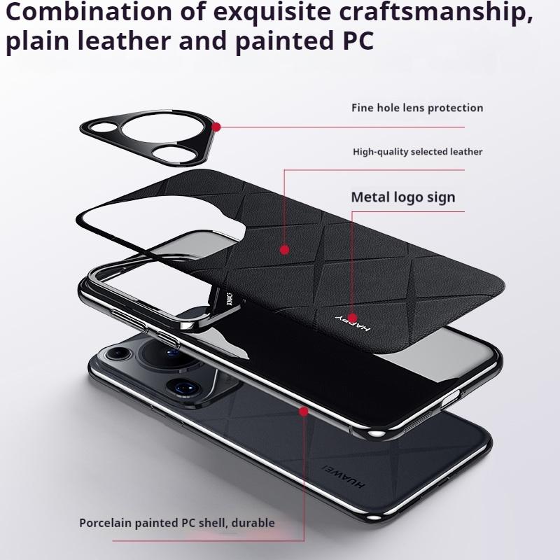 Fashion Leather Back Electroplated Hard PC Cover Case For Huawei Pura 70 Pro Ultra P60 PRO Art Nova 13 12