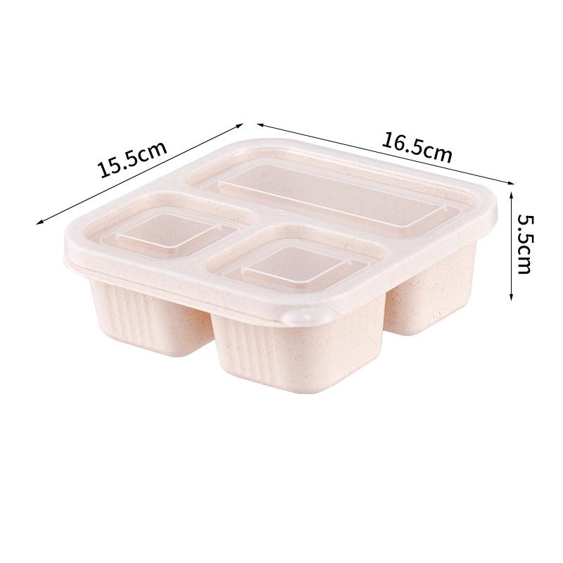 

Three-compartment Wheat Straw Snack Box Portable Outdoor Snack Box with Lid Dried Fruit Box Fruit Snack Plate, Snack Box бежевий