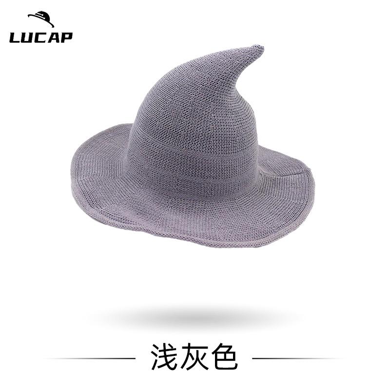 

Новая карнавальная шляпа волшебника на Хэллоуин, складная вязаная шляпа, остроконечная шляпа ведьмы M（56-58cm）